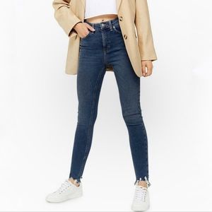 TopShop Jamie Moto High-Waisted Jagged Hem Skinny Jeans 28